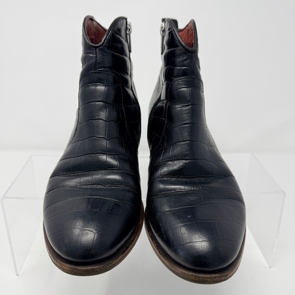 Pikolinos Black Leather Boots Womens Size 8.5 39 Crocodile Embossed Studded - Picture 5 of 7